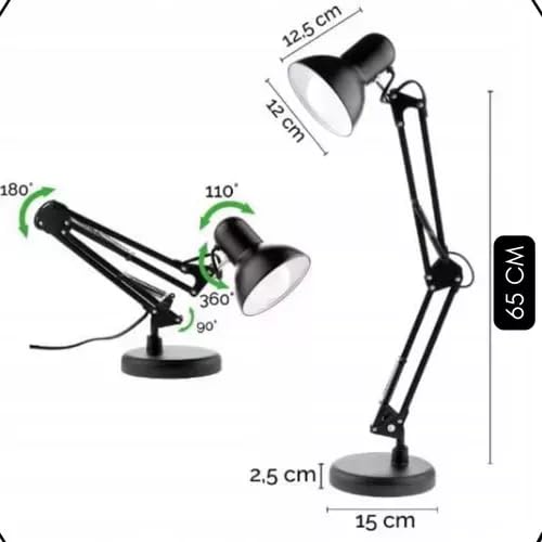 Luminária Articulada De Mesa Abajur Modelo Pixar Com Base E Garra (PRETO)