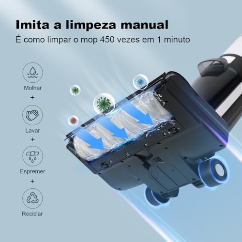 Aspirador Vertical de Pó Liectroux i7 Pro Sem Fio 3 em 1 Aspira Passa Pano Autolimpante Para Sólidos e Líquidos Pelos de Pet Cachorro Gato Potente Com Filtro HEPA Bivolt
