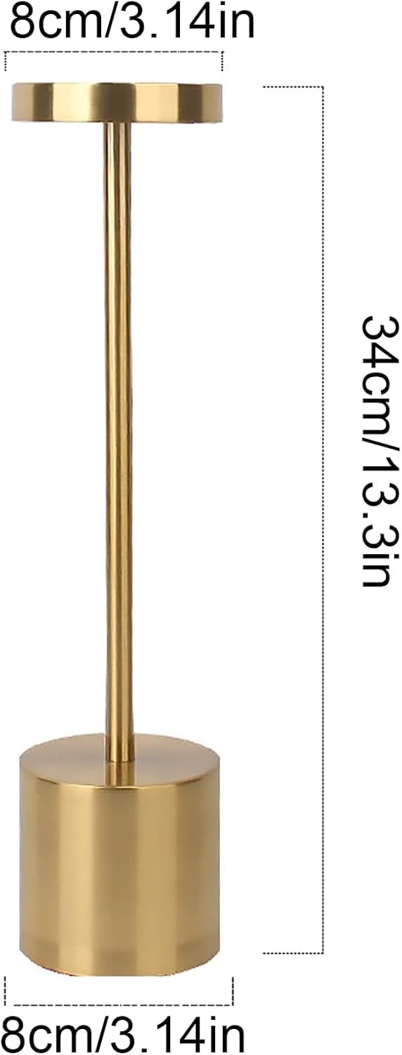 Abajur Minimalista Moderno Led Recarregável Luminária em Metal e Acrílico 3W Bateria 1800mAh (Dourado)