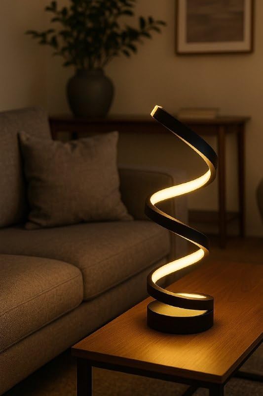 Abajur Espiral Luminária De Mesa Moderno LED Design Contemporâneo Luz Frio/Quente Bivolt - Ideal para Escritório, Sala, Quarto, cabeceira de cama - SHACK
