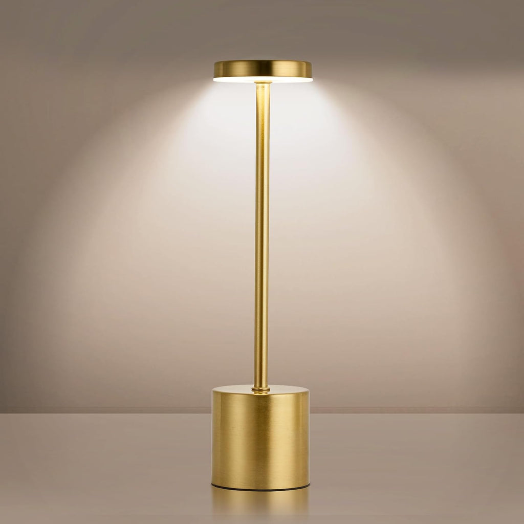 Abajur Minimalista Moderno Led Recarregável Luminária em Metal e Acrílico 3W Bateria 1800mAh (Dourado)