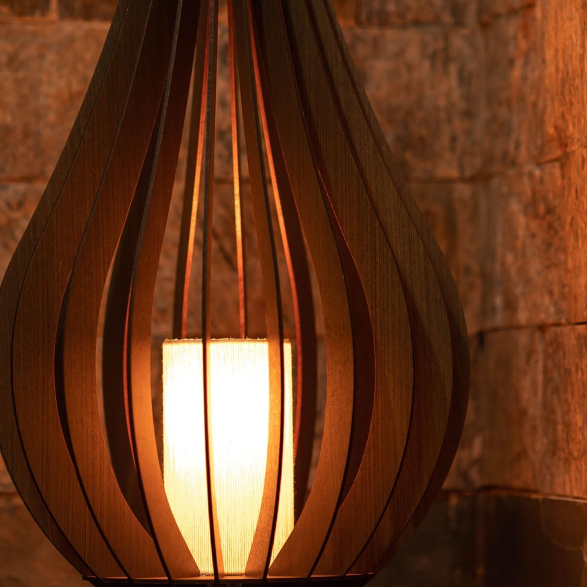 Abajur De Chão Adhara 60 Cm Madeira MDF Rústico Para Sala