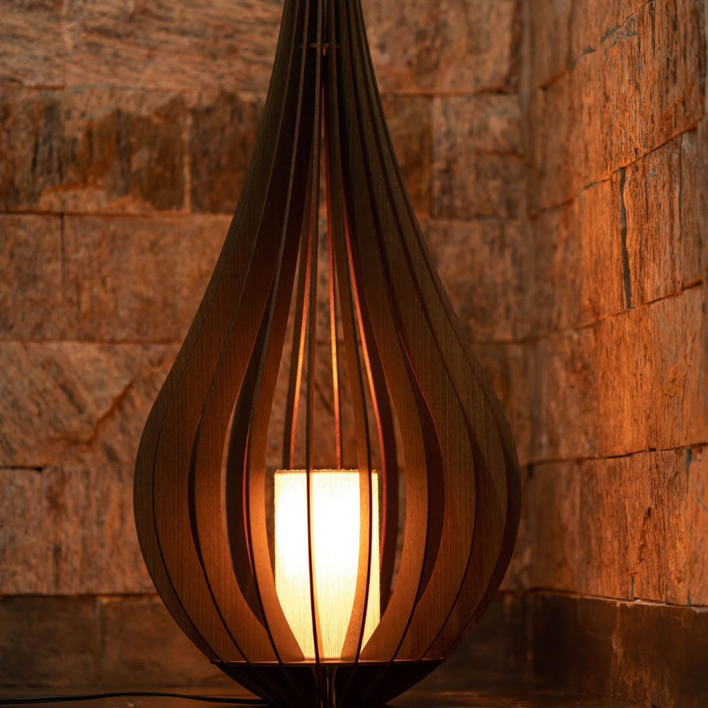 Abajur De Chão Adhara 60 Cm Madeira MDF Rústico Para Sala