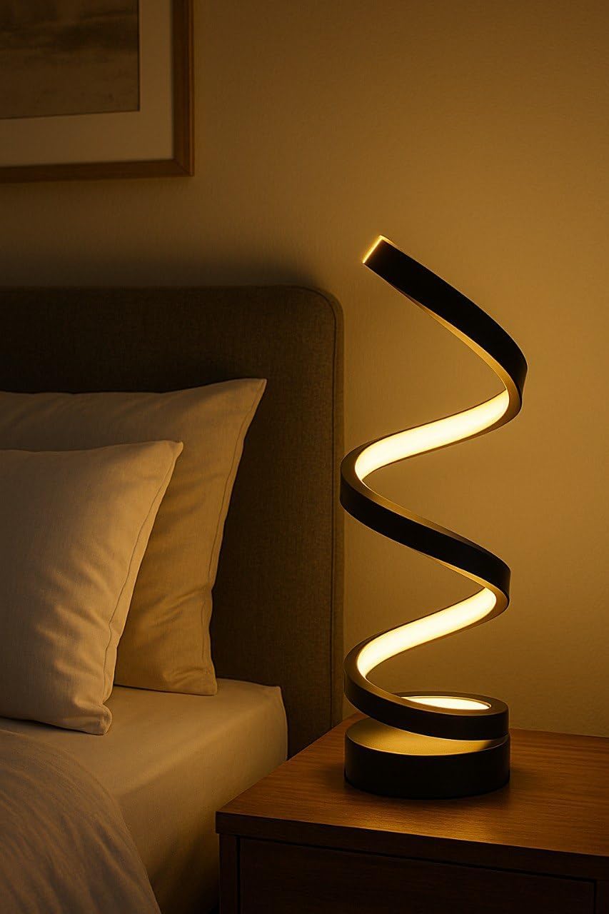 Abajur Espiral Luminária De Mesa Moderno LED Design Contemporâneo Luz Frio/Quente Bivolt - Ideal para Escritório, Sala, Quarto, cabeceira de cama - SHACK