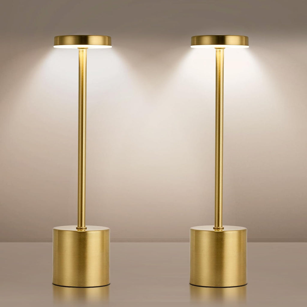 Abajur Minimalista Moderno Led Recarregável Luminária em Metal e Acrílico 3W Bateria 1800mAh (Dourado)