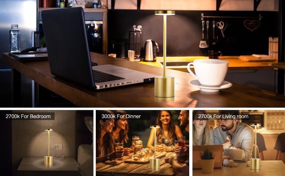 Abajur Minimalista Moderno Led Recarregável Luminária em Metal e Acrílico 3W Bateria 1800mAh (Dourado)