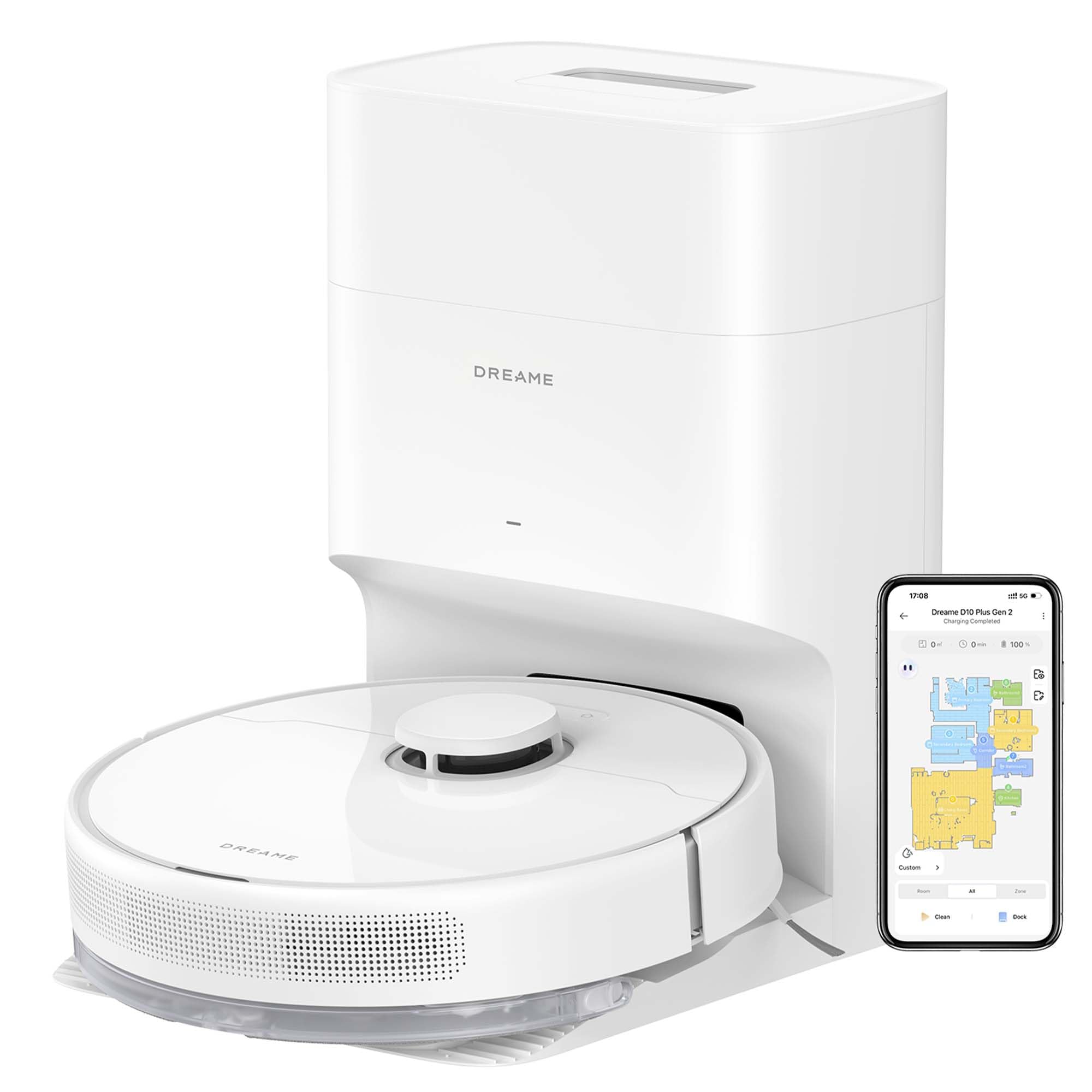 DREAME D9 Max Gen 2 Robô Aspirador de Pó e Passa Pano, 6000Pa, Para Pisos e Pelos de Pets, 285 Min Autonomia, Navegação LDS 360°,Mapeamento Multinível, App/Voz(Alexa/Google), Bivolt