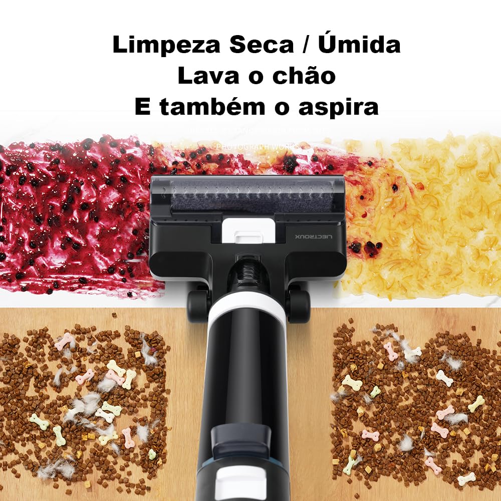 Aspirador Vertical de Pó Liectroux i7 Pro Sem Fio 3 em 1 Aspira Passa Pano Autolimpante Para Sólidos e Líquidos Pelos de Pet Cachorro Gato Potente Com Filtro HEPA Bivolt
