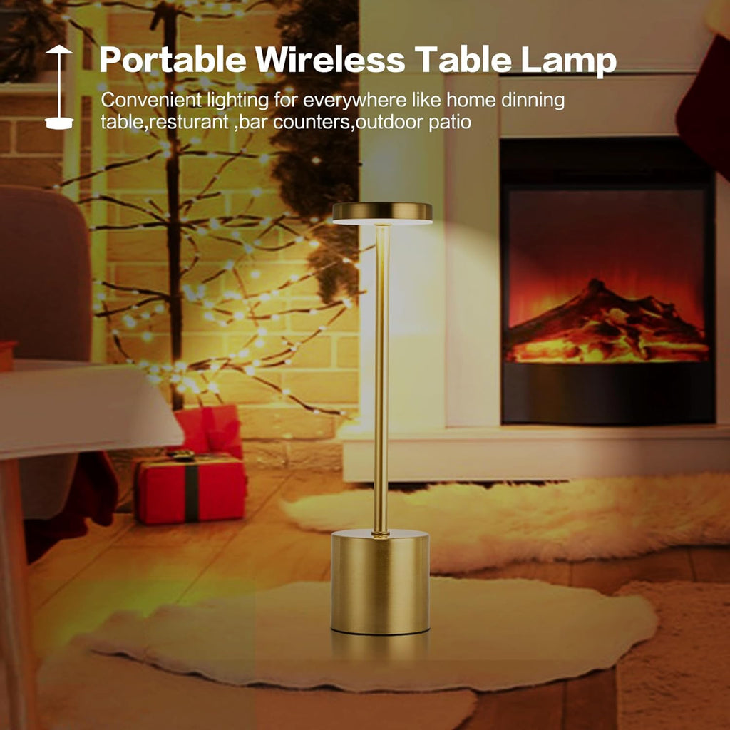 Abajur Minimalista Moderno Led Recarregável Luminária em Metal e Acrílico 3W Bateria 1800mAh (Dourado)