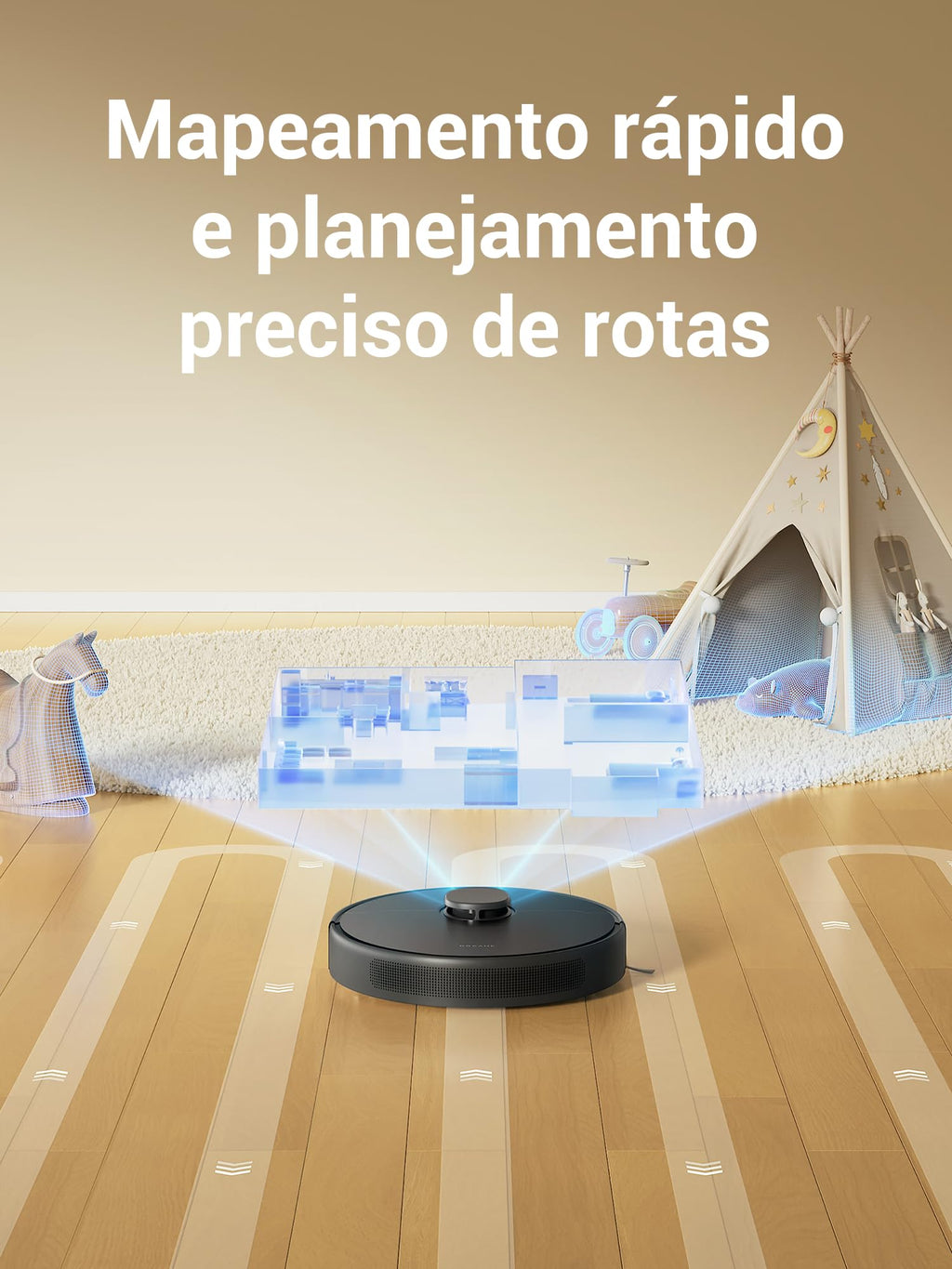 DREAME D9 Max Gen 2 Robô Aspirador de Pó e Passa Pano, 6000Pa, Para Pisos e Pelos de Pets, 285 Min Autonomia, Navegação LDS 360°,Mapeamento Multinível, App/Voz(Alexa/Google), Bivolt