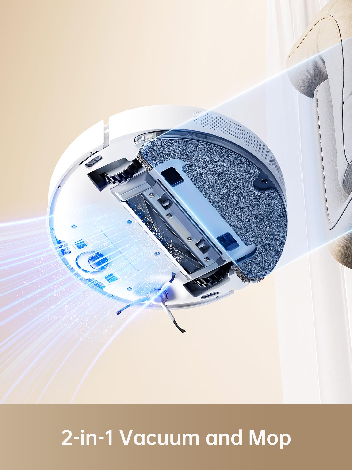 DREAME D9 Max Gen 2 Robô Aspirador de Pó e Passa Pano, 6000Pa, Para Pisos e Pelos de Pets, 285 Min Autonomia, Navegação LDS 360°,Mapeamento Multinível, App/Voz(Alexa/Google), Bivolt