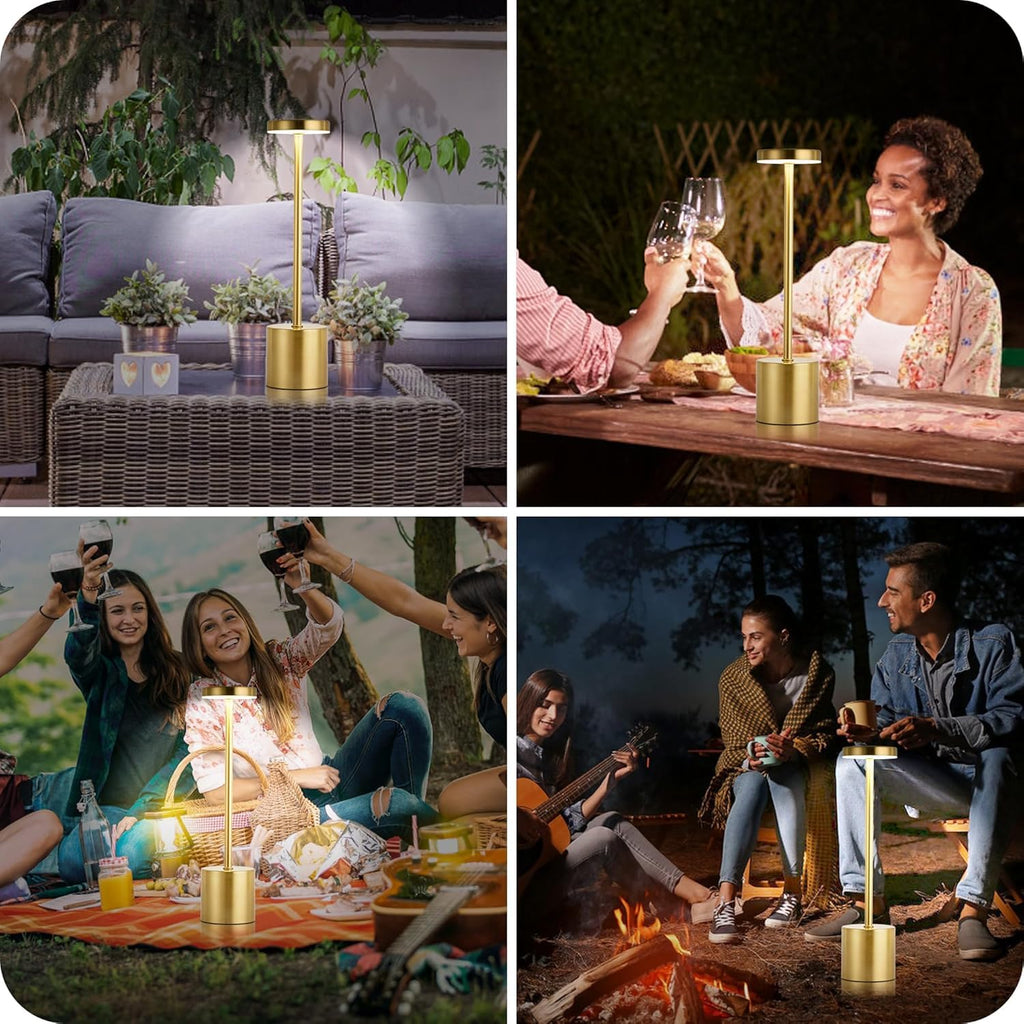 Abajur Minimalista Moderno Led Recarregável Luminária em Metal e Acrílico 3W Bateria 1800mAh (Dourado)