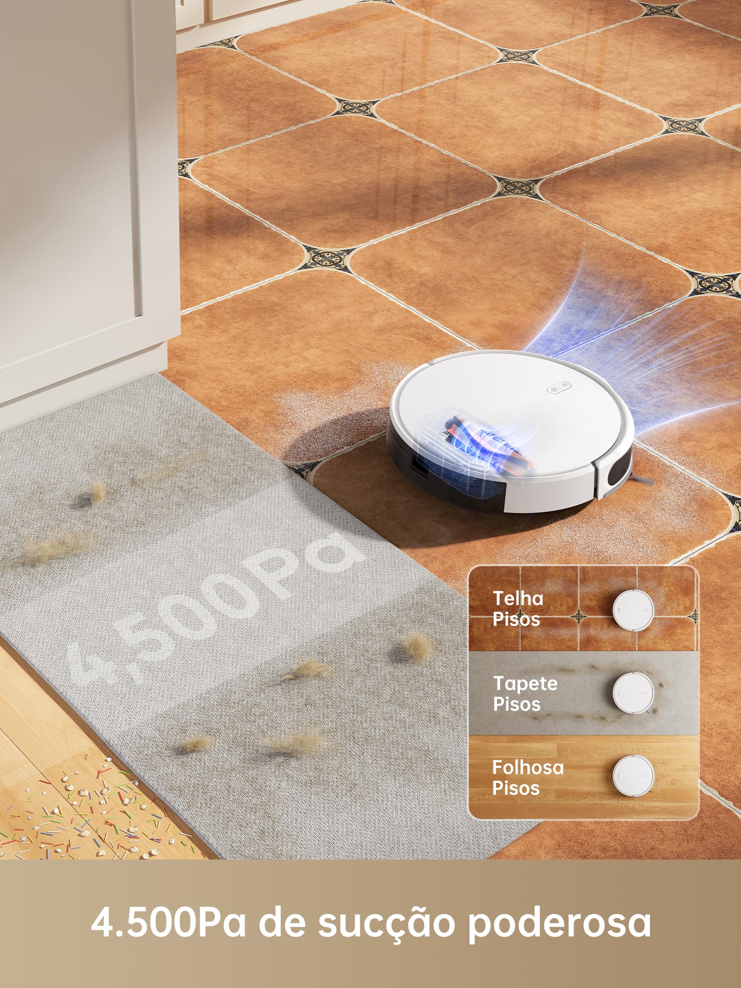 DREAME D9 Max Gen 2 Robô Aspirador de Pó e Passa Pano, 6000Pa, Para Pisos e Pelos de Pets, 285 Min Autonomia, Navegação LDS 360°,Mapeamento Multinível, App/Voz(Alexa/Google), Bivolt